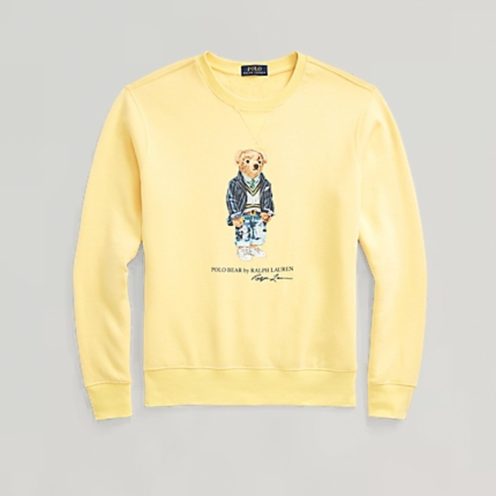 Polo Ralph Lauren Polo Bear Sweatshirt Mens XL Yellow Preppy Collegiate Casual - Picture 2 of 8